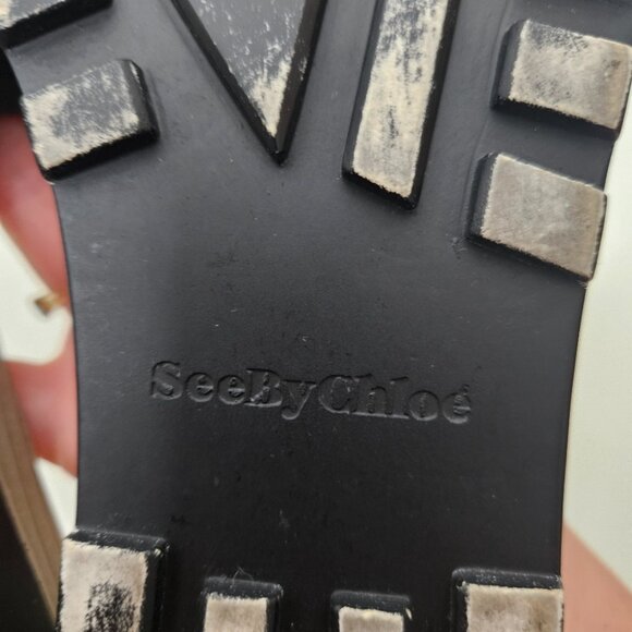 See by Chloé Robin Platform Sole Sandal Slides Sz 7.5 /38 Black Genuine Leather - Picture 8 of 9